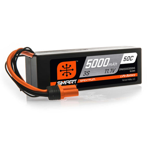 Spektrum 11.1V 5000mAh 3S 50C Smart Hardcase LiPo Battery: IC5- SPMX50003S50H5