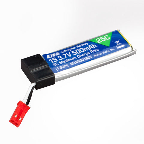 E-Flite 3.7V 500mAh 1S 25C LiPo Battery: JST- EFLB5001S25